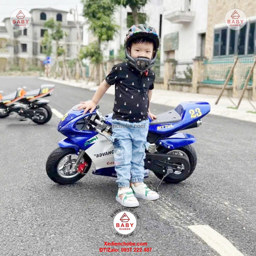 Xe ruồi Mini xăng pha nhớt 49cc RR1, 6-10 tuổi Xe ruồi Mini xăng pha nhớt 49cc RR1, 6-10 tuổi
