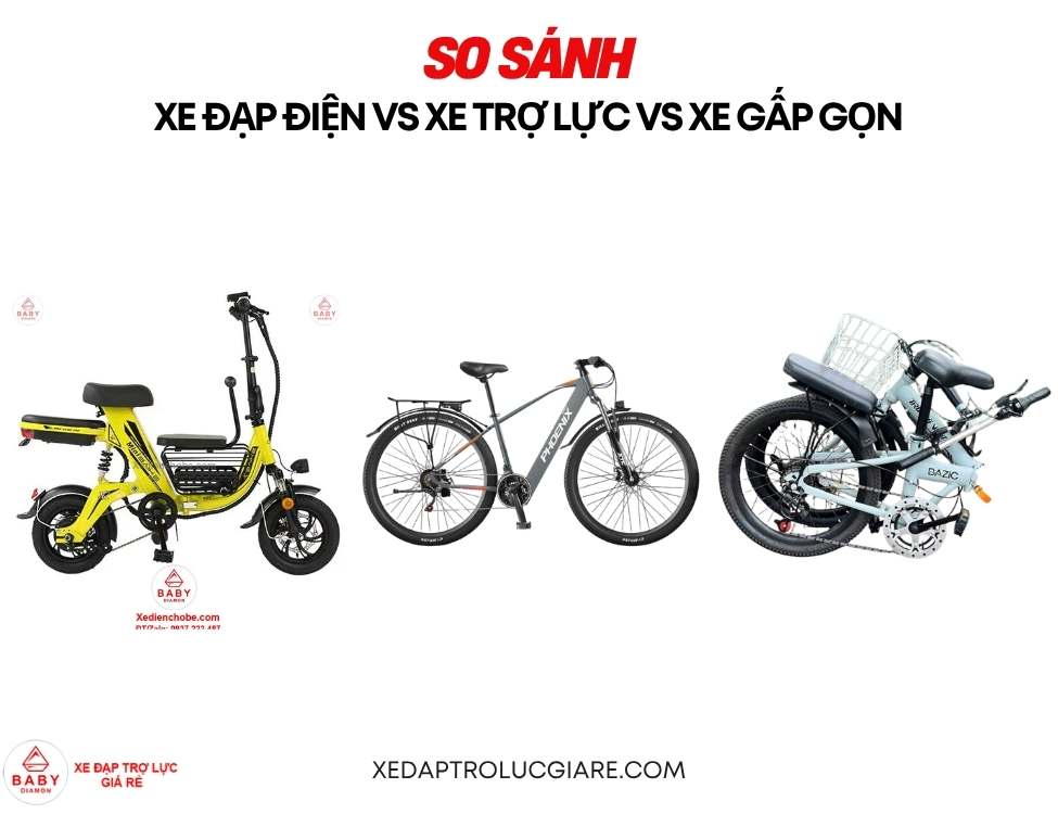 So sánh xe đạp điện vs trợ lực vs xe gấp gọn