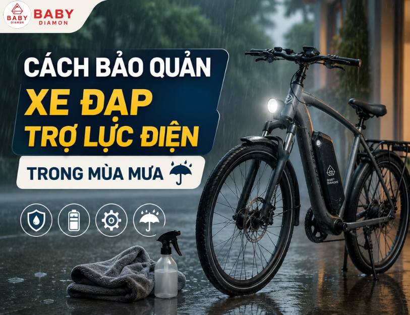 Cách bảo quản xe đạp trợ lực điện mùa mưa tránh hỏng pin