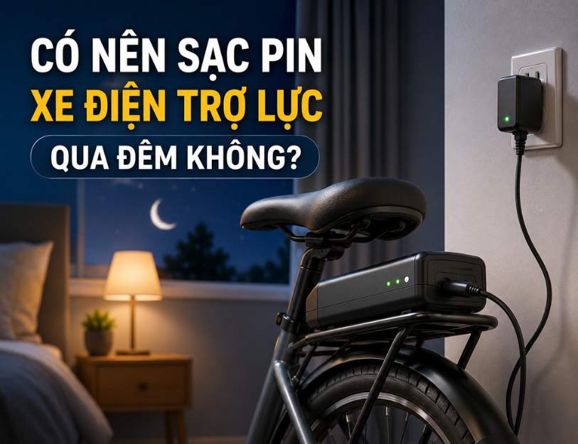 Có nên sạc pin xe điện trợ lực qua đêm không?