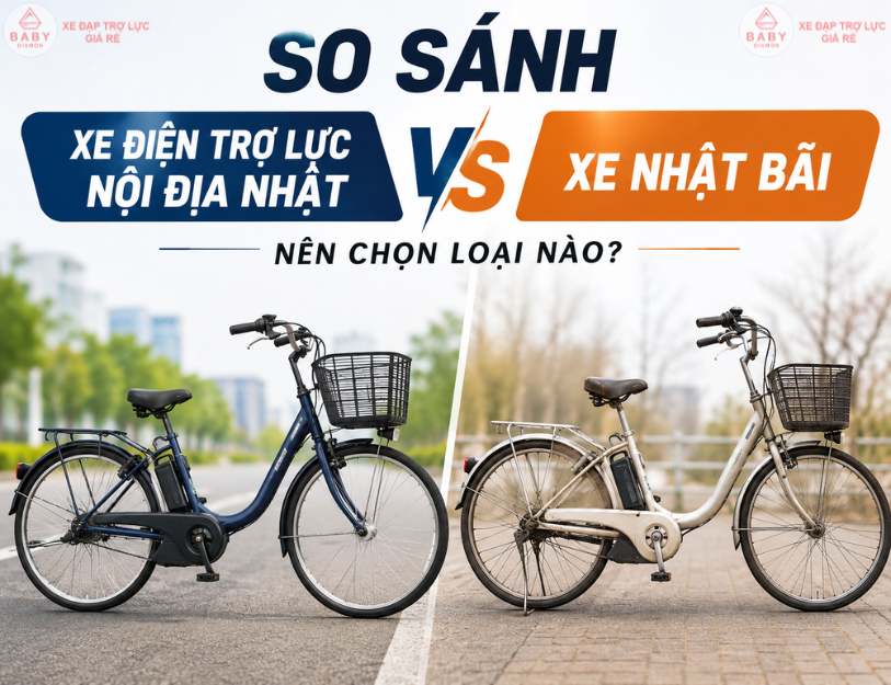 So sánh xe điện trợ lực nội địa Nhật và xe Nhật bãi