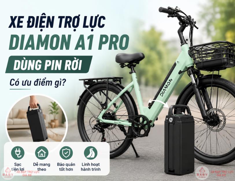 Xe điện trợ lực Diamon A1 Pro dùng pin rời có ưu điểm gì?
