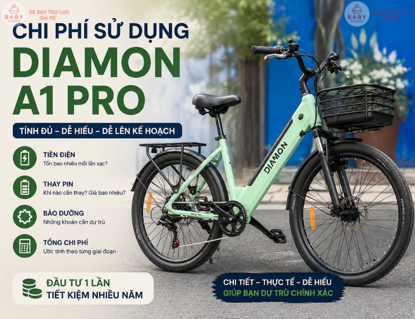 Chi phí sử dụng xe đạp trợ lực Diamon A1 Pro