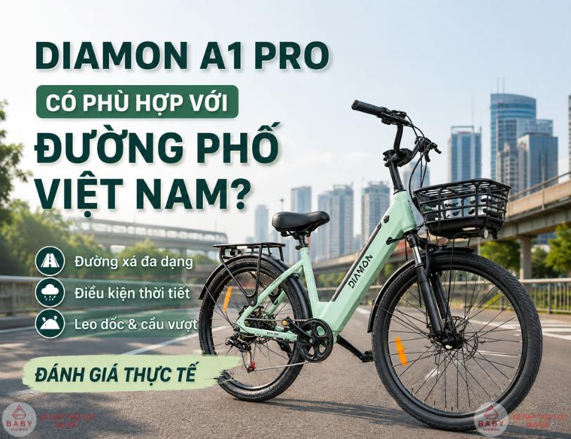 Xe điện trợ lực Diamon A1 Pro có phù hợp với điều kiện đường phố Việt Nam không