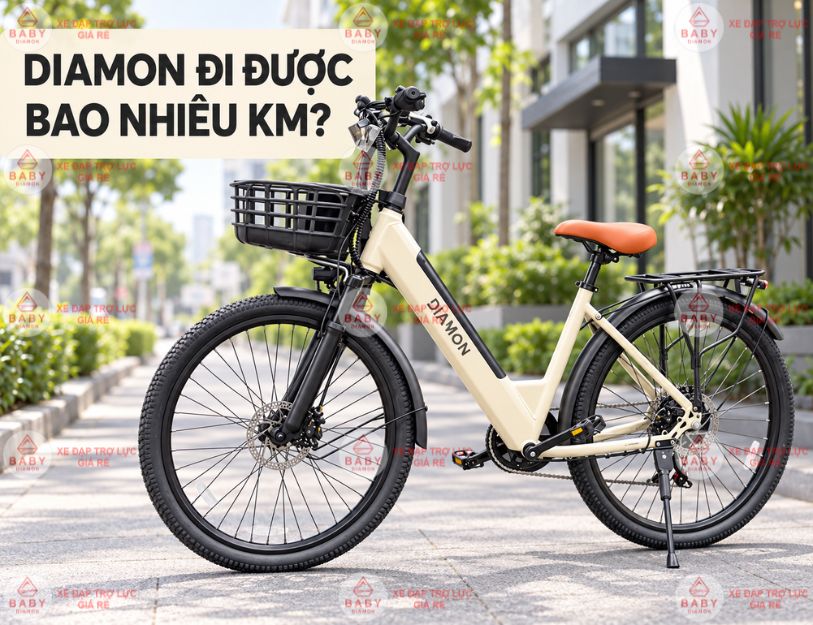 Xe đạp trợ lực Diamon đi được bao nhiêu km một lần sạc?