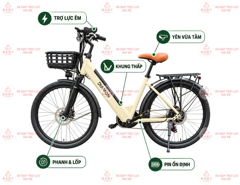 Xe đạp trợ lực Nhật cho người lớn tuổi