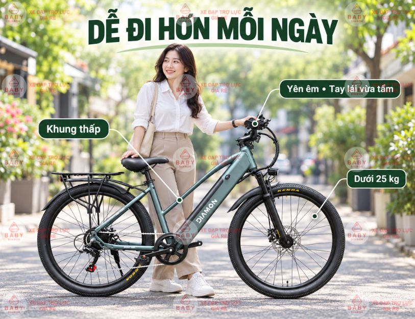 Xe đạp trợ lực Nhật cho nữ