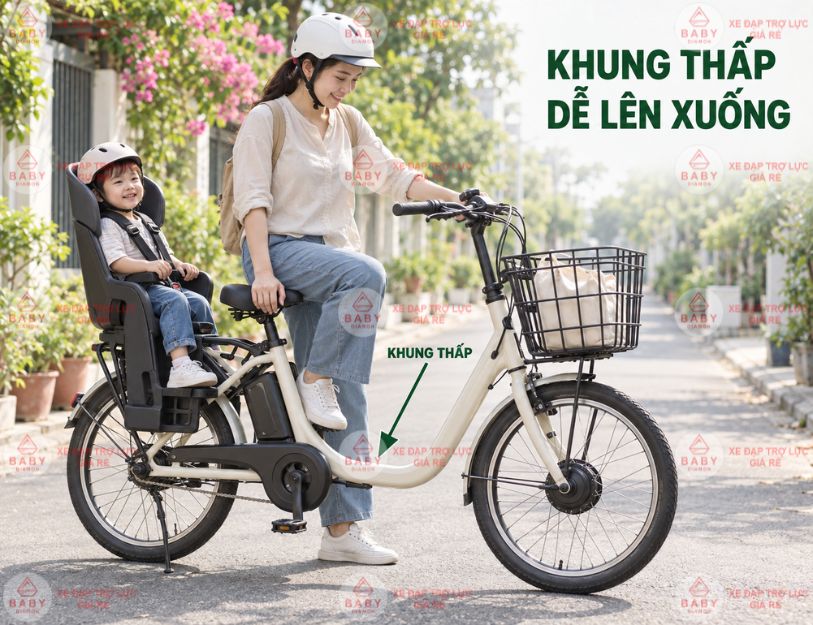 Xe đạp trợ lực Nhật chở trẻ em
