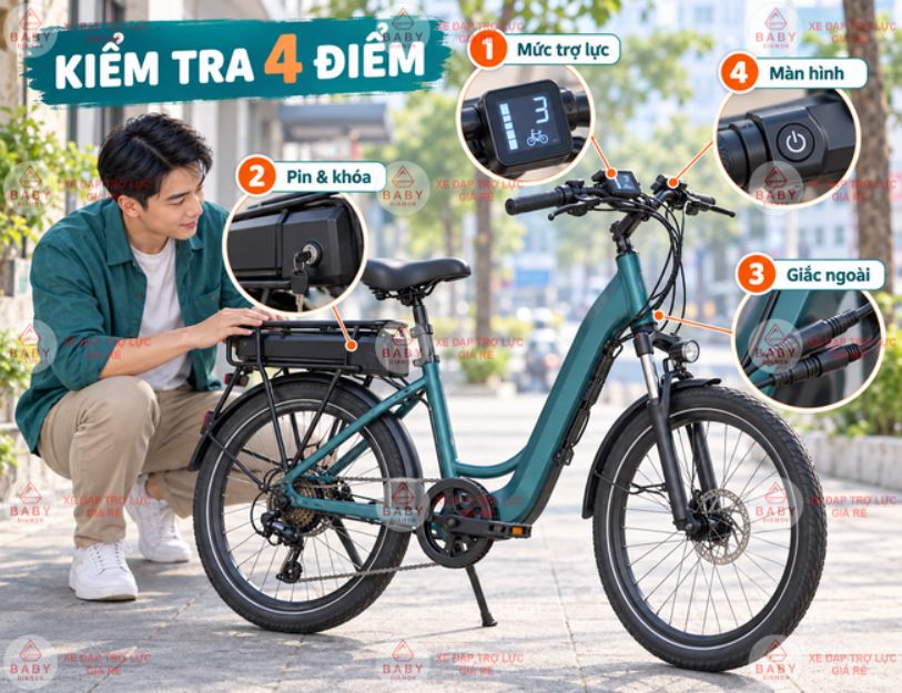 Xe đạp trợ lực bật nguồn nhưng không chạy trợ lực