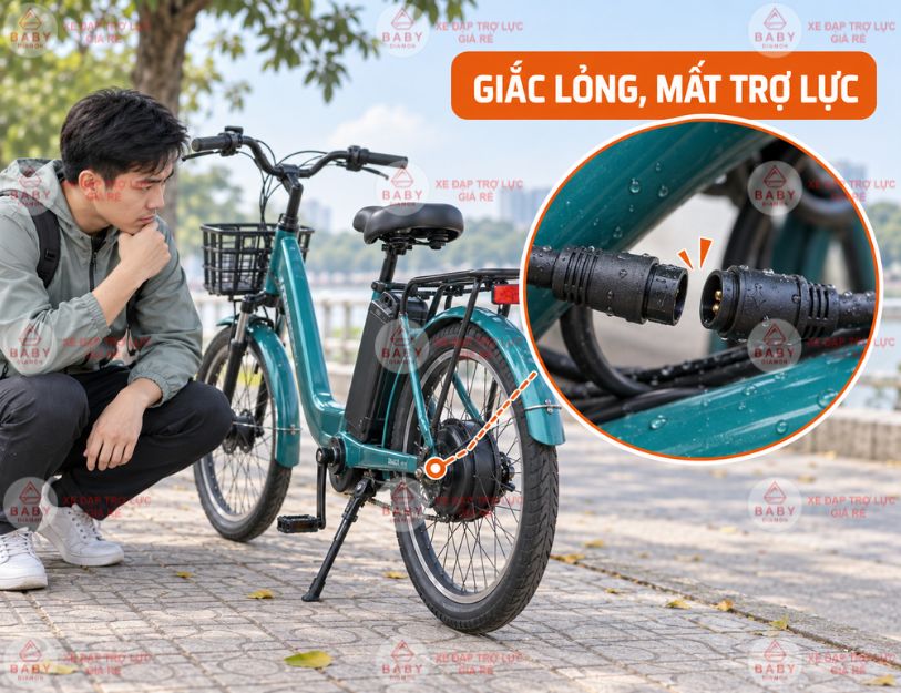 Giắc lỏng, dây tín hiệu ẩm hoặc bộ điều khiển bất thường có thể làm xe mất trợ lực