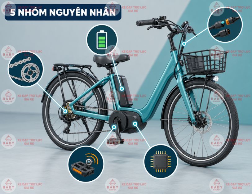 Xe đạp trợ lực bị giật khi đạp