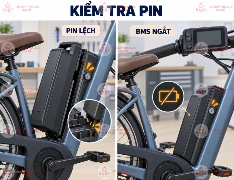 Xe đạp trợ lực không lên nguồn