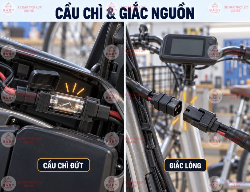 Xe đạp trợ lực không lên nguồn