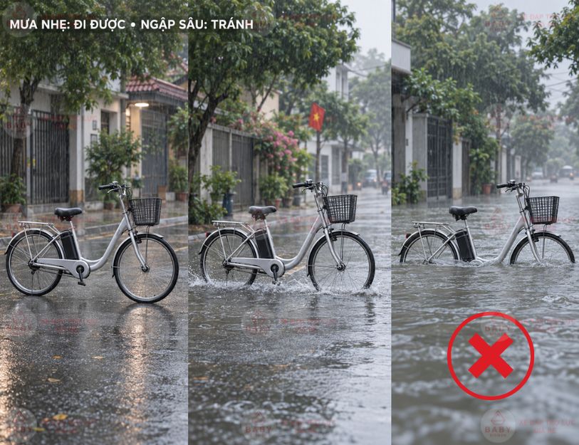 Xe trợ lực Nhật có đi mưa được không?