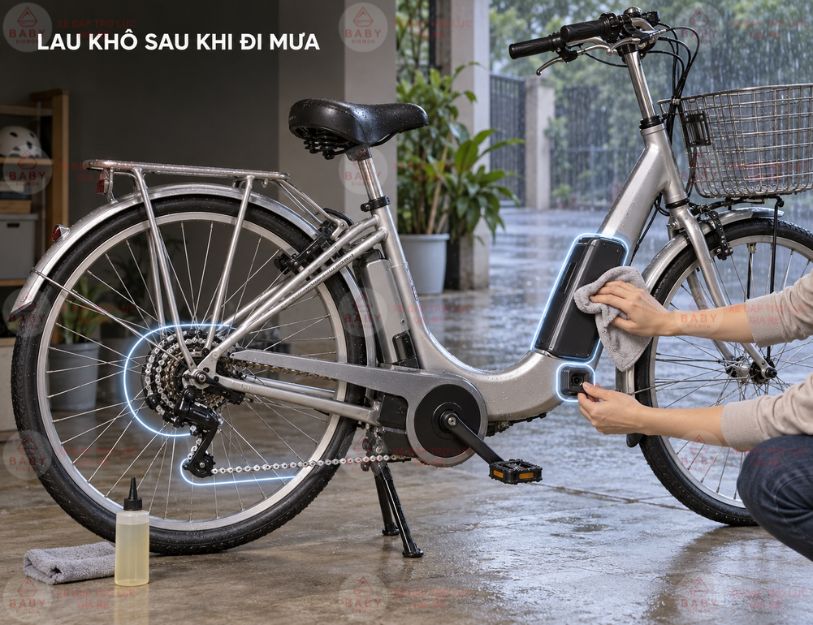 Xe trợ lực Nhật có đi mưa được không?