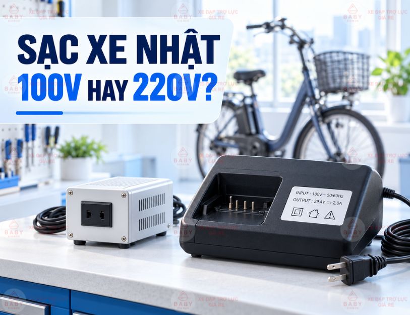 Xe trợ lực Nhật dùng sạc 100V hay 220V