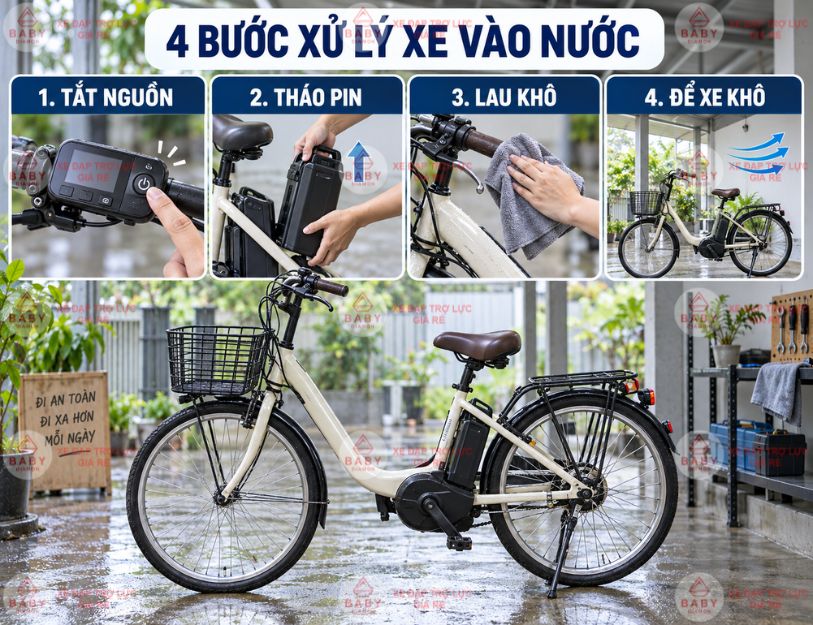 xe trợ lực bị vào nước không chạy