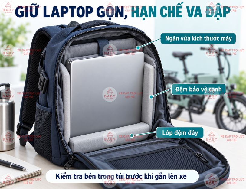 Chở laptop bằng xe trợ lực sao cho ít rung và dễ kiểm soát