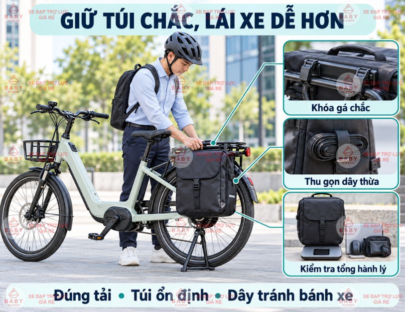 Cố định túi và kiểm tra tải giúp xe dễ điều khiển hơn