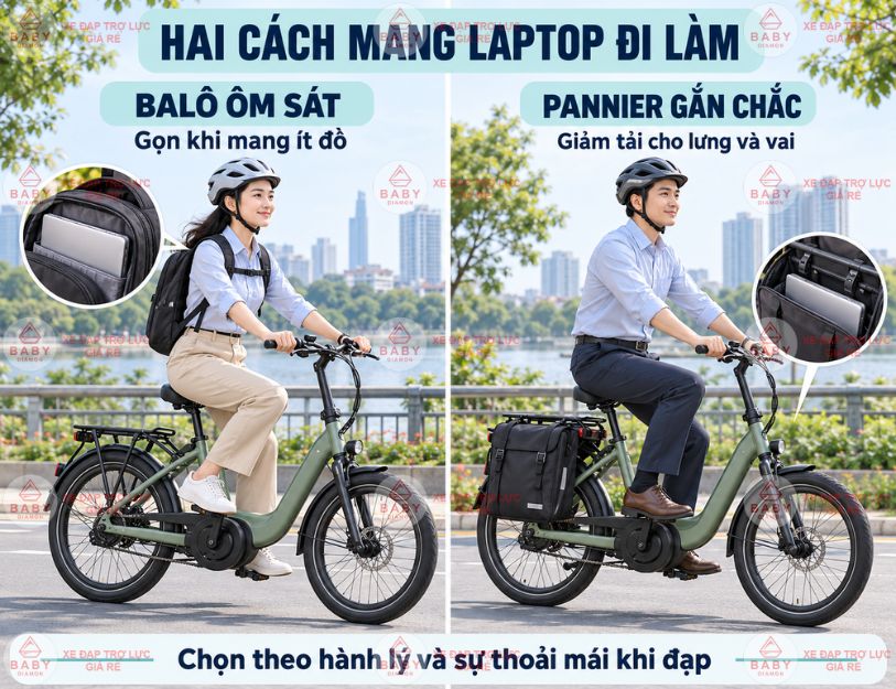 Chở laptop bằng xe trợ lực sao cho ít rung và dễ kiểm soát