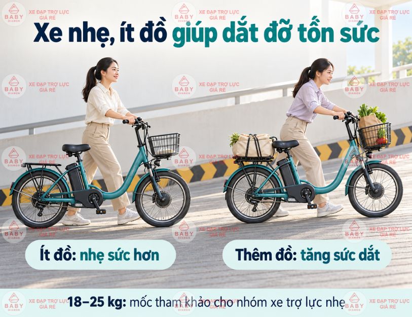 Dắt xe trợ lực qua dốc hầm gửi xe có nặng không