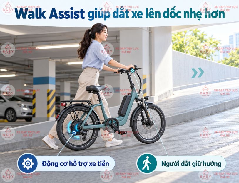 Dắt xe trợ lực qua dốc hầm gửi xe có nặng không