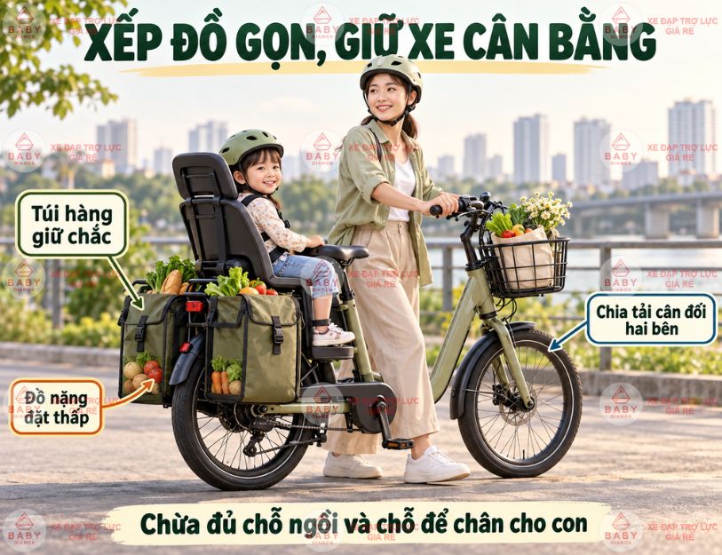Đi chợ rồi đón con bằng xe trợ lực: cần kiểm tra tải và ghế thế nào