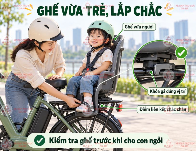 Ghế vừa trẻ và lắp chắc giúp con ngồi ổn định