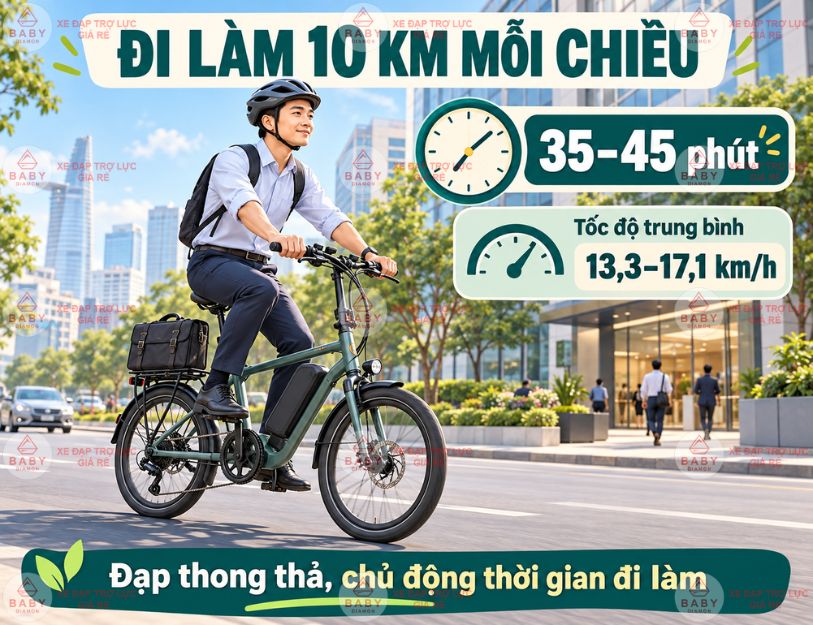 Quãng đường 10 km mỗi chiều thuận tiện với khoảng 35–45 phút di chuyển