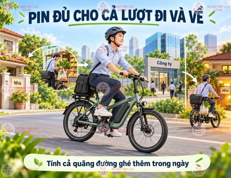 Pin đủ lượt đi–về giúp bạn đi làm mà không cần sạc tại công ty