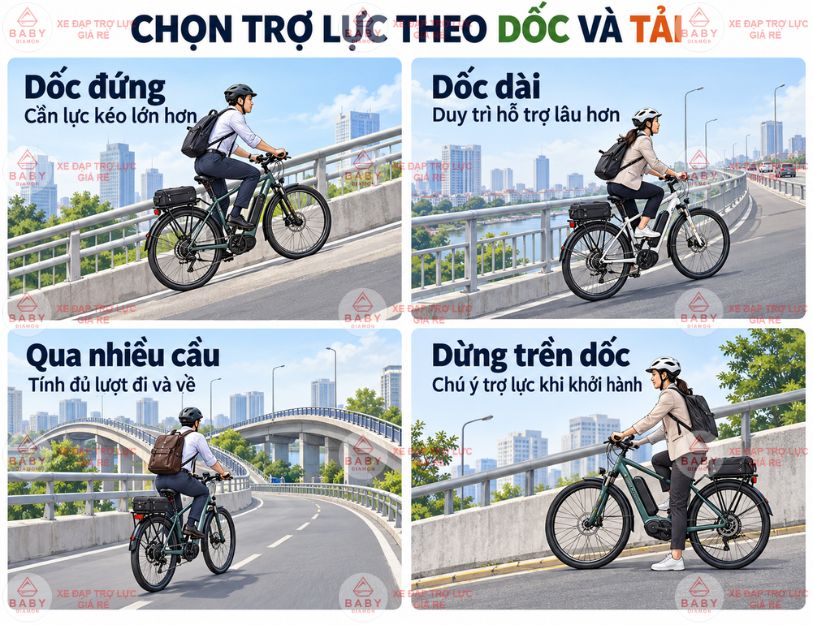 Đi làm bằng xe trợ lực qua dốc cầu: chọn xe theo tiêu chí nào