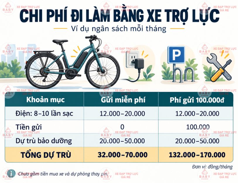 Đi làm bằng xe trợ lực tốn bao nhiêu tiền mỗi tháng
