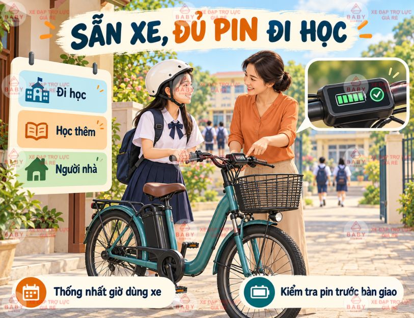 Lịch sử dụng rõ ràng và pin đủ giúp việc đi học không bị gián đoạn