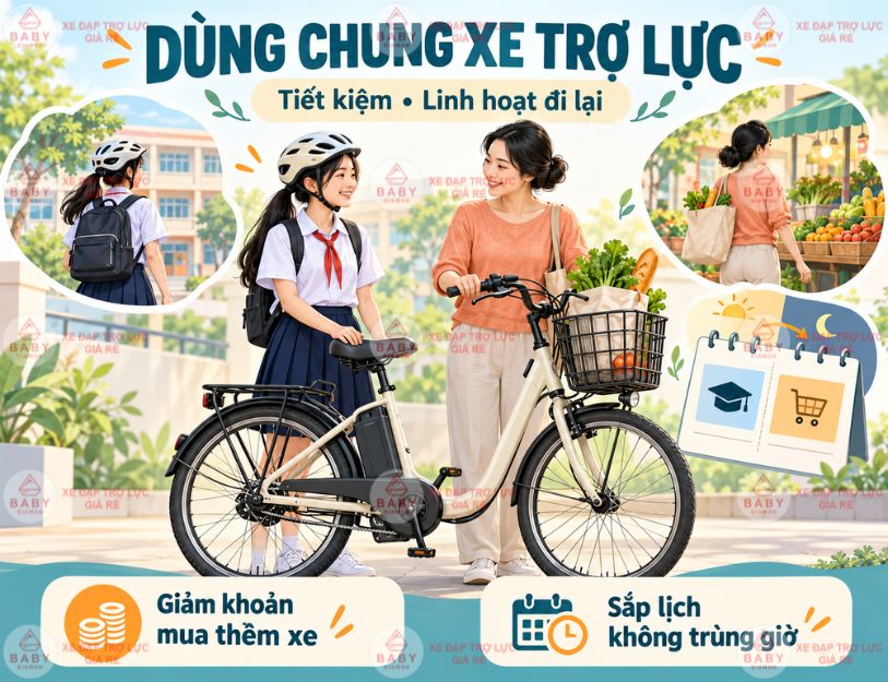 Học sinh dùng chung xe trợ lực với người nhà có phù hợp không