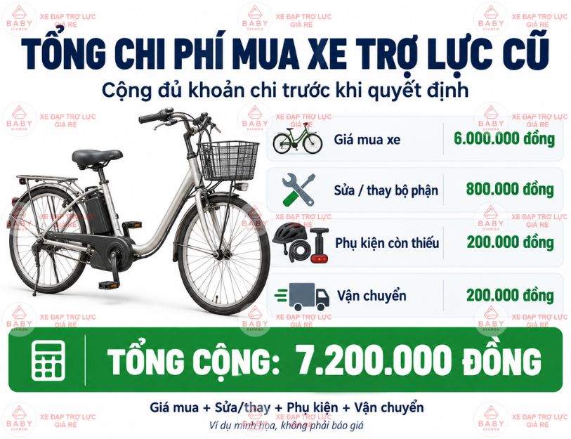 Tổng chi phí gồm giá mua, khoản sửa thay và phụ kiện còn thiếu