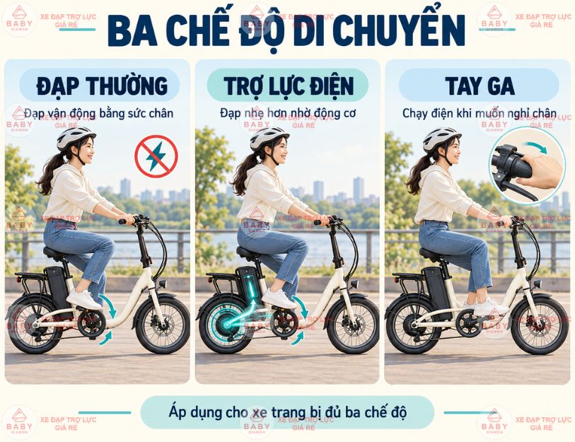 Xe đạp trợ lực mini