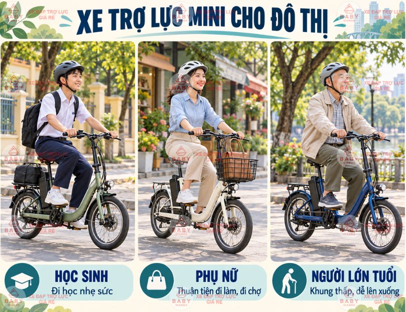 Xe trợ lực mini phù hợp cho học sinh, phụ nữ và người lớn tuổi đi lại trong đô thị