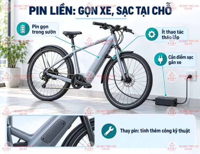 Pin liền cho thiết kế gọn nhưng cần điểm sạc gần xe