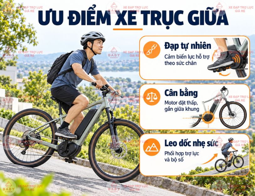 Xe đạp trợ lực trục giữa