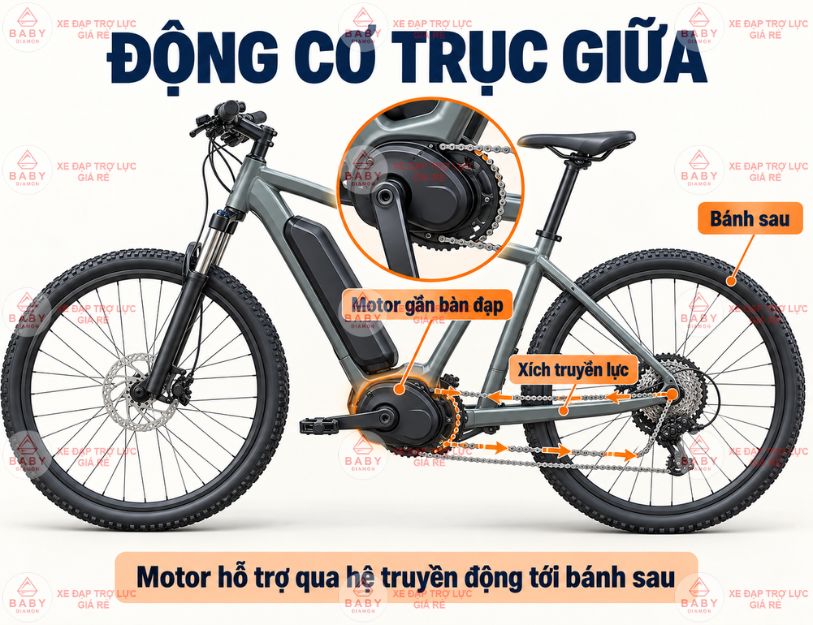 Xe đạp trợ lực trục giữa